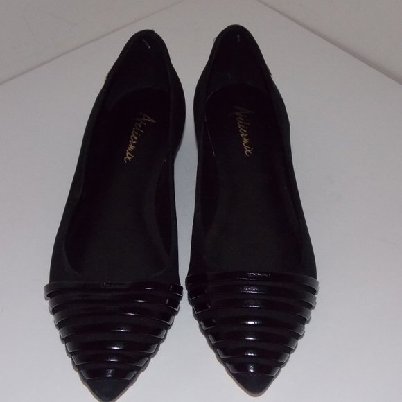 Atelier mix black leather suede flats shoe size 6 - Picture 1 of 7